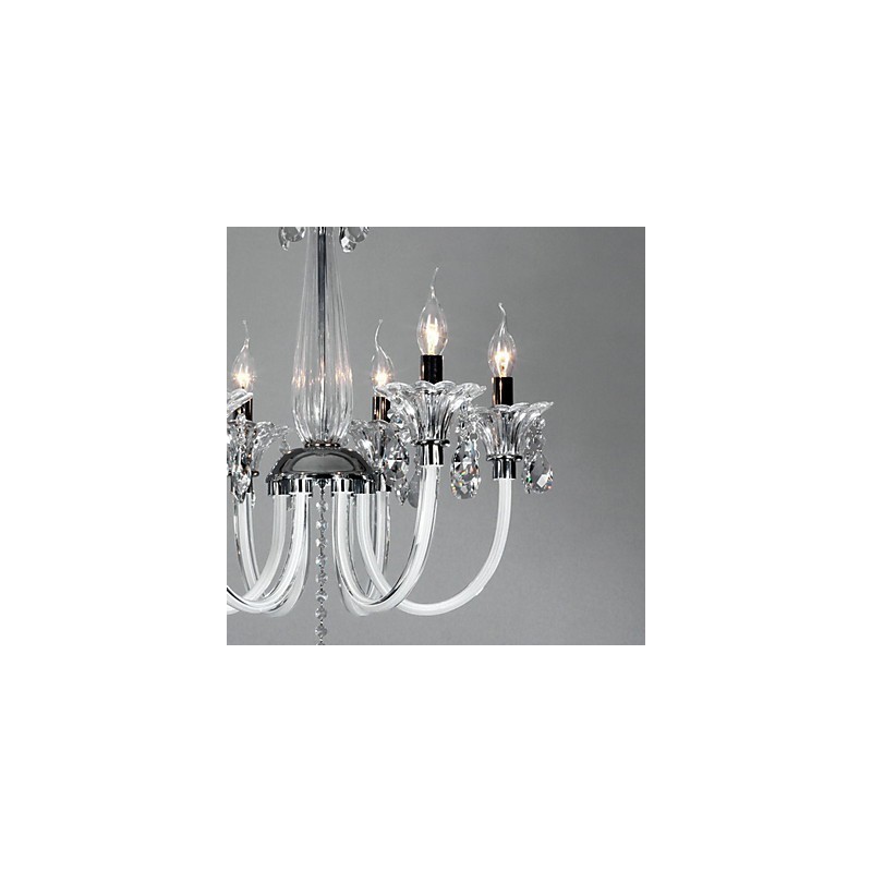 Lustre Lodge de style américain à 6 lumières avec abat-jour en verre