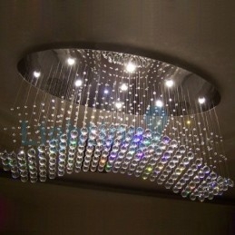 Lustre contemporain moderne à montage encastré, luminaire suspendu en cristal avec goutte de pluie