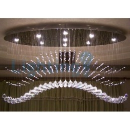 Lustre contemporain moderne à montage encastré, luminaire suspendu en cristal avec goutte de pluie