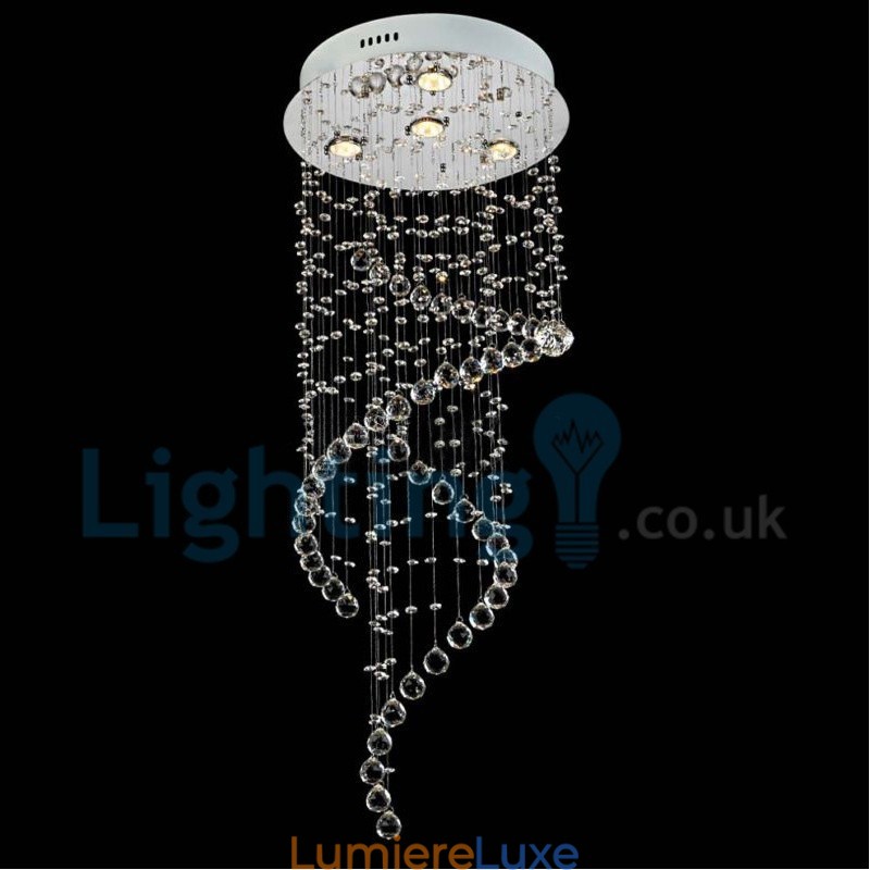 Lustre contemporain moderne à montage encastré, luminaire suspendu en cristal avec goutte de pluie