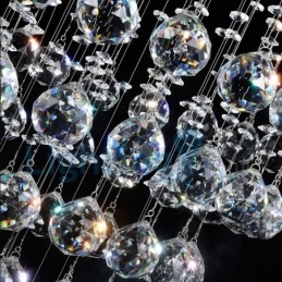 Lustre contemporain moderne à montage encastré, luminaire suspendu en cristal avec goutte de pluie