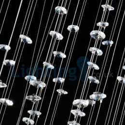 Lustre contemporain moderne à montage encastré, luminaire suspendu en cristal avec goutte de pluie