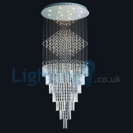 Lustre contemporain moderne à montage encastré, luminaire suspendu en cristal avec goutte de pluie