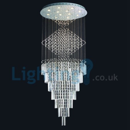 Lustre contemporain moderne à montage encastré, luminaire suspendu en cristal avec goutte de pluie Lustre contemporain moderne à montage encastré, luminaire suspendu en cristal avec goutte de pluie