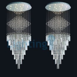 Lustre contemporain moderne à montage encastré, luminaire suspendu en cristal avec goutte de pluie