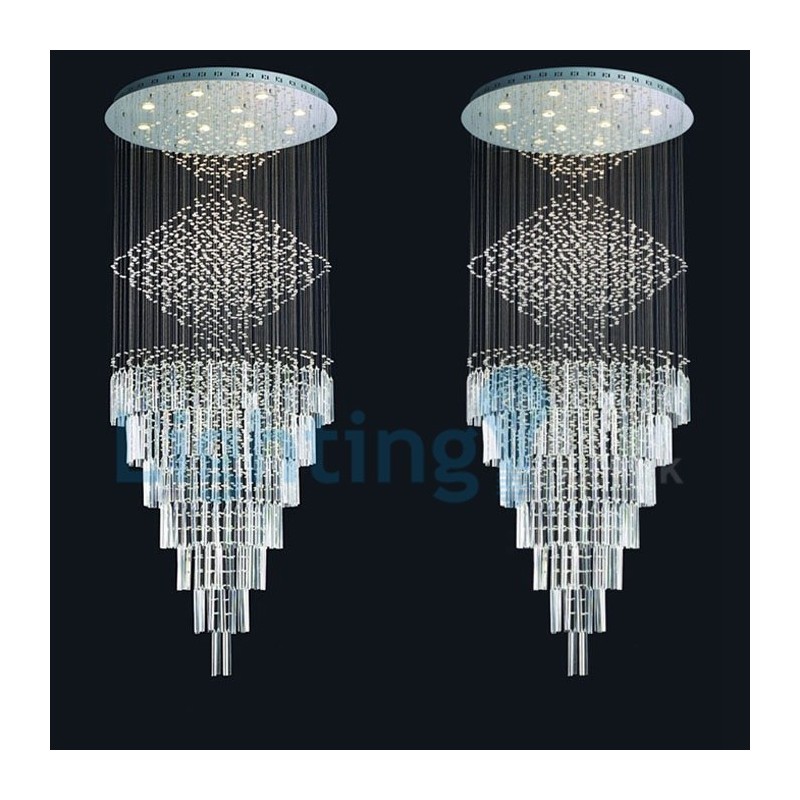 Lustre contemporain moderne à montage encastré, luminaire suspendu en cristal avec goutte de pluie