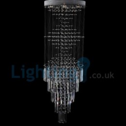 Lustre contemporain moderne à montage encastré, luminaire suspendu en cristal avec goutte de pluie