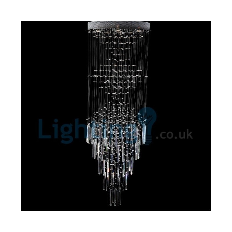 Lustre contemporain moderne à montage encastré, luminaire suspendu en cristal avec goutte de pluie