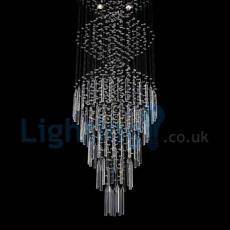 Lustre contemporain moderne à montage encastré, luminaire suspendu en cristal avec goutte de pluie