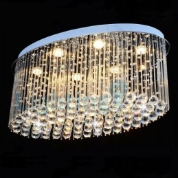 Lustre contemporain moderne à montage encastré, luminaire suspendu en cristal avec goutte de pluie