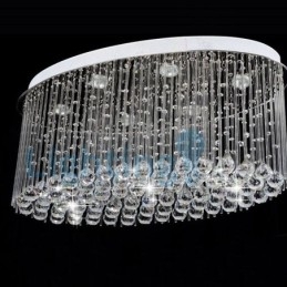 Lustre contemporain moderne à montage encastré, luminaire suspendu en cristal avec goutte de pluie