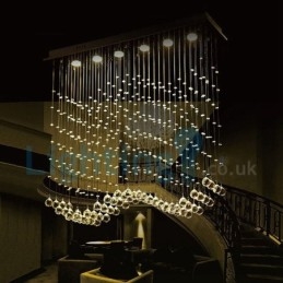 Lustre contemporain moderne à montage encastré, luminaire suspendu en cristal avec goutte de pluie