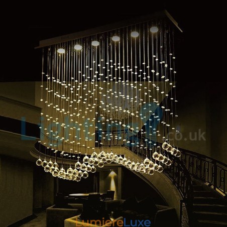 Lustre contemporain moderne à montage encastré, luminaire suspendu en cristal avec goutte de pluie Lustre contemporain moderne à montage encastré, luminaire suspendu en cristal avec goutte de pluie