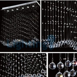 Lustre contemporain moderne à montage encastré, luminaire suspendu en cristal avec goutte de pluie