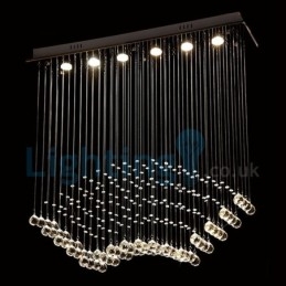 Lustre contemporain moderne à montage encastré, luminaire suspendu en cristal avec goutte de pluie