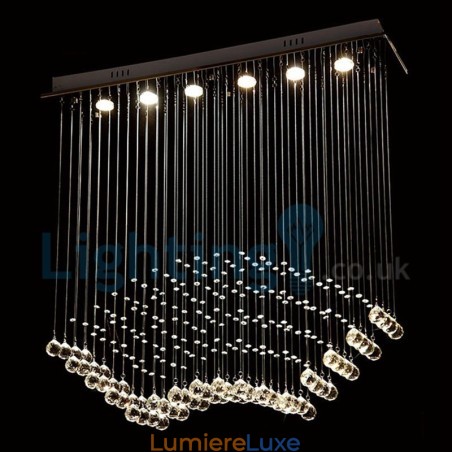Lustre contemporain moderne à montage encastré, luminaire suspendu en cristal avec goutte de pluie Lustre contemporain moderne à montage encastré, luminaire suspendu en cristal avec goutte de pluie