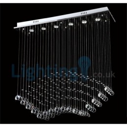 Lustre contemporain moderne à montage encastré, luminaire suspendu en cristal avec goutte de pluie