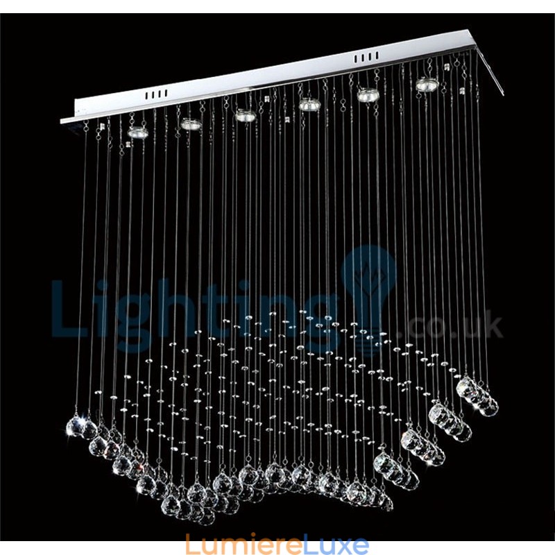 Lustre contemporain moderne à montage encastré, luminaire suspendu en cristal avec goutte de pluie