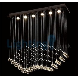 Lustre contemporain moderne à montage encastré, luminaire suspendu en cristal avec goutte de pluie