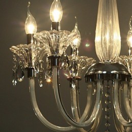 Lustre Lodge de style américain à 6 lumières avec abat-jour en verre