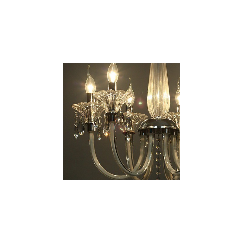 Lustre Lodge de style américain à 6 lumières avec abat-jour en verre