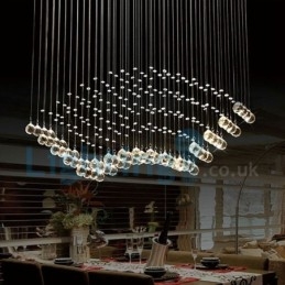 Lustre contemporain moderne à montage encastré, luminaire suspendu en cristal avec goutte de pluie