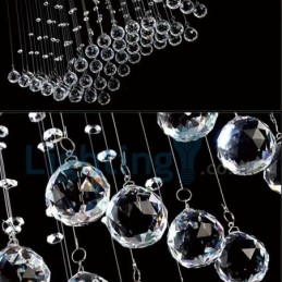 Lustre contemporain moderne à montage encastré, luminaire suspendu en cristal avec goutte de pluie