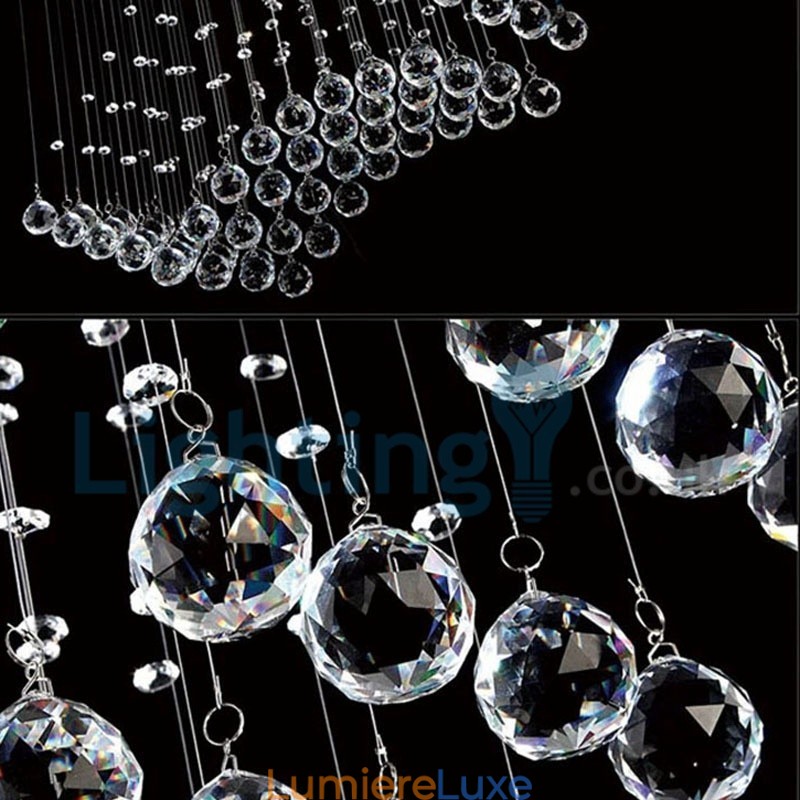 Lustre contemporain moderne à montage encastré, luminaire suspendu en cristal avec goutte de pluie