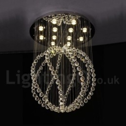 Lustre contemporain moderne à montage encastré, luminaire suspendu en cristal avec goutte de pluie
