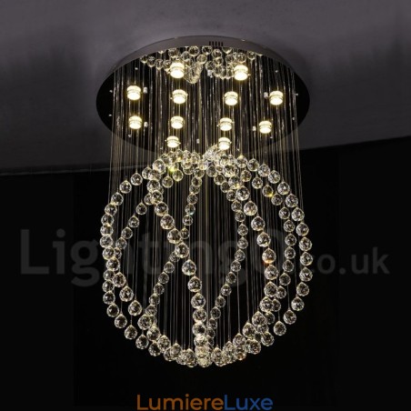 Lustre contemporain moderne à montage encastré, luminaire suspendu en cristal avec goutte de pluie Lustre contemporain moderne à montage encastré, luminaire suspendu en cristal avec goutte de pluie