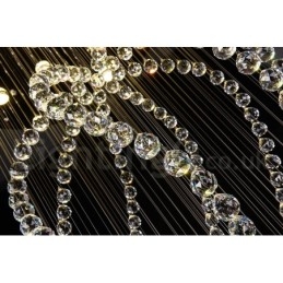 Lustre contemporain moderne à montage encastré, luminaire suspendu en cristal avec goutte de pluie