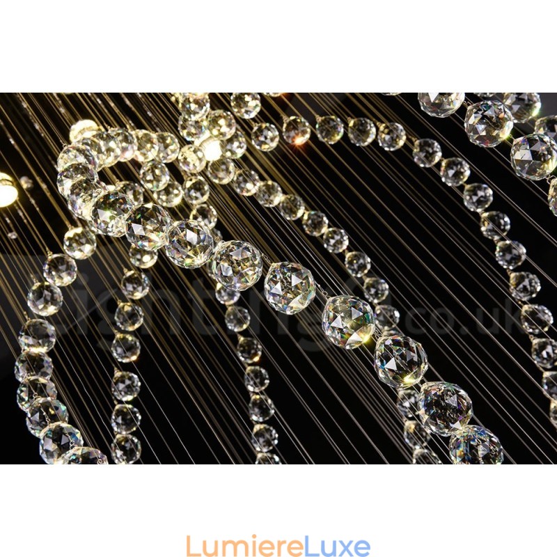 Lustre contemporain moderne à montage encastré, luminaire suspendu en cristal avec goutte de pluie