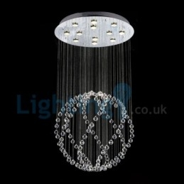 Lustre contemporain moderne à montage encastré, luminaire suspendu en cristal avec goutte de pluie