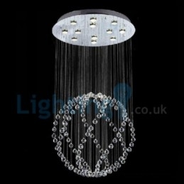 Lustre contemporain moderne à montage encastré, luminaire suspendu en cristal avec goutte de pluie