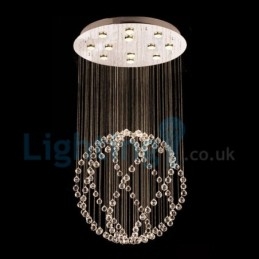 Lustre contemporain moderne à montage encastré, luminaire suspendu en cristal avec goutte de pluie