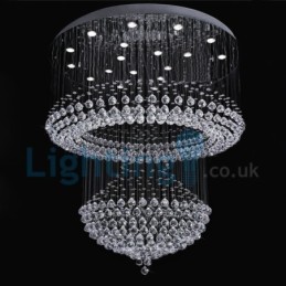 Lustre contemporain moderne à montage encastré, luminaire suspendu en cristal avec goutte de pluie