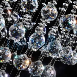 Lustre contemporain moderne à montage encastré, luminaire suspendu en cristal avec goutte de pluie