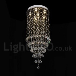 Lustre contemporain moderne à encastrer, luminaire suspendu en cristal avec goutte de pluie