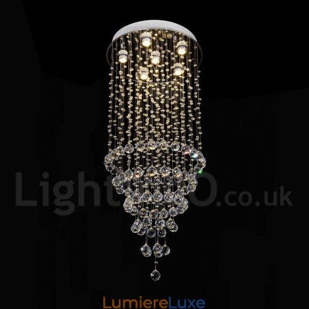 Lustre contemporain moderne à encastrer, luminaire suspendu en cristal avec goutte de pluie Lustre contemporain moderne à encastrer, luminaire suspendu en cristal avec goutte de pluie