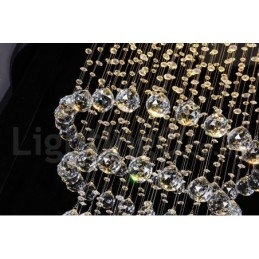 Lustre contemporain moderne à encastrer, luminaire suspendu en cristal avec goutte de pluie