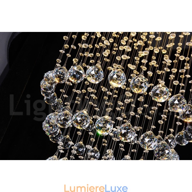 Lustre contemporain moderne à encastrer, luminaire suspendu en cristal avec goutte de pluie