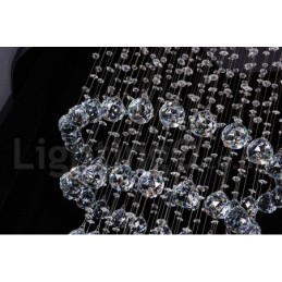 Lustre contemporain moderne à encastrer, luminaire suspendu en cristal avec goutte de pluie