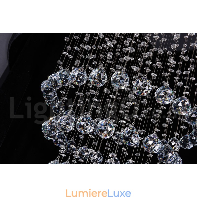 Lustre contemporain moderne à encastrer, luminaire suspendu en cristal avec goutte de pluie