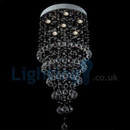 Lustre contemporain moderne à encastrer, luminaire suspendu en cristal avec goutte de pluie