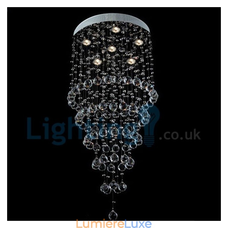 Lustre contemporain moderne à encastrer, luminaire suspendu en cristal avec goutte de pluie