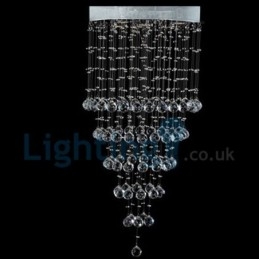 Lustre contemporain moderne à encastrer, luminaire suspendu en cristal avec goutte de pluie