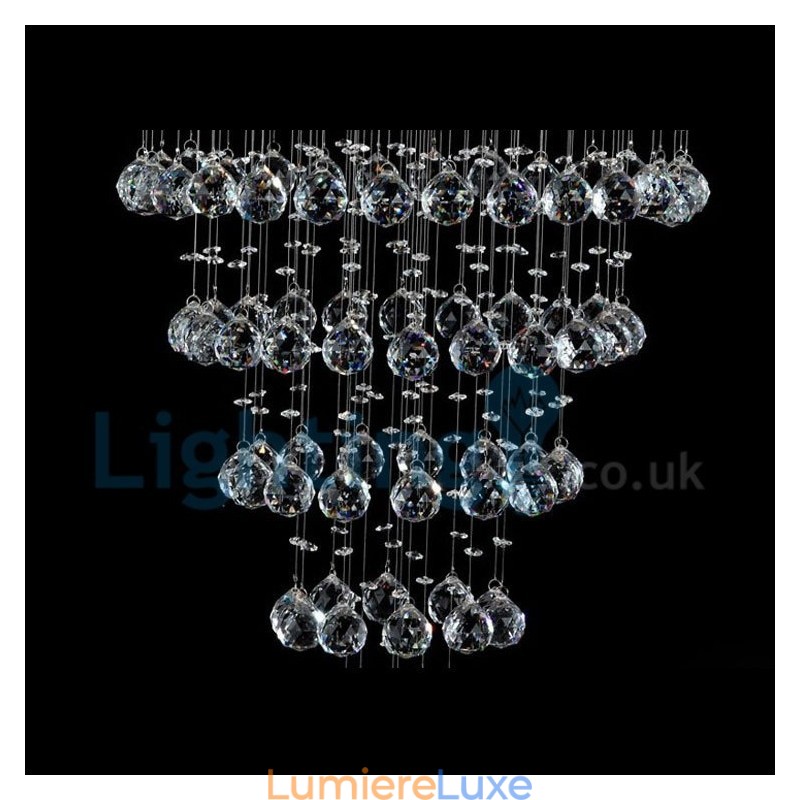 Lustre contemporain moderne à encastrer, luminaire suspendu en cristal avec goutte de pluie