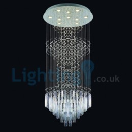 Lustre contemporain moderne à montage encastré, luminaire suspendu en cristal avec goutte de pluie