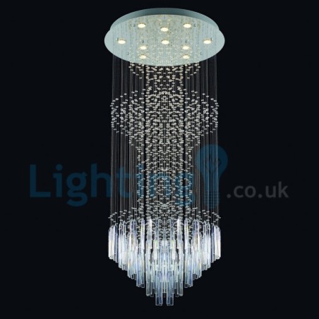 Lustre contemporain moderne à montage encastré, luminaire suspendu en cristal avec goutte de pluie Lustre contemporain moderne à montage encastré, luminaire suspendu en cristal avec goutte de pluie