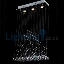 Lustre contemporain moderne à montage encastré, luminaire suspendu en cristal avec goutte de pluie